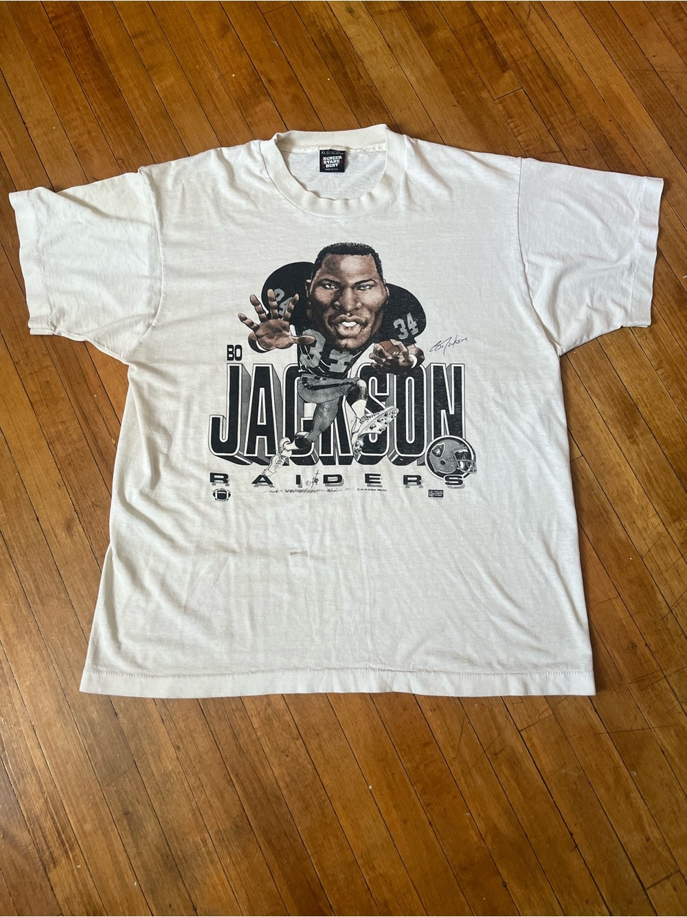 Vintage Los Angeles Raiders Bo Jackson Big Head Caricature Shirt Salem Sports
